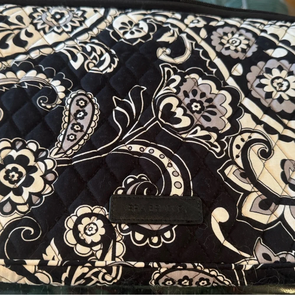 Vera Bradley Black and Cream Quilted Floral Bag iPad or notebook holder
